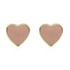 Image 2 : Light Pink Enamel Heart Stud, Gold Over Sterling Silver Post Earrings-0.31"