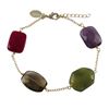 Image 1 : Garnet And Amy Combination Semi Precious Faceted Stones On Gold Plated Brass Chain, 7" 1"