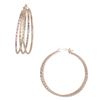 Image 1 : Brass Tri Color Three Ring Hoop Earrings