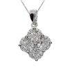Image 1 : 14K White Gold Clover Cluster Diamond Pendant With 18" Chain