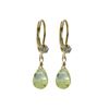Image 1 : Apple Green 6X9 Teardrop CZ On Gold Tone Brass Lever Back With Crystal Earrings- 1.08