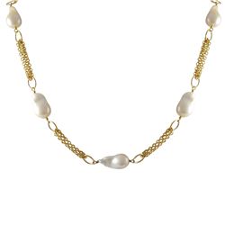 Gold Plated Multi Strand Fresh Water Pearls Necklace
