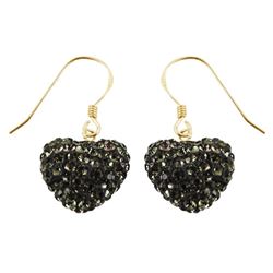 Sterling Silver Grey Crystal Heart Earrings