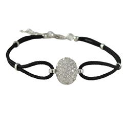 Sterling Silver Black Cord AAA CZ Bracelet