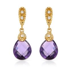 Pear-Shaped Amethyst Diamond Earring In 14K Rose Gold | 418464