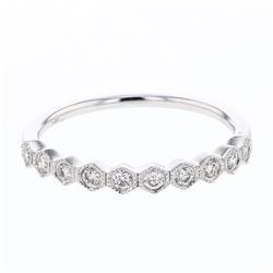 Beautiful White Diamond Wedding Band With Milgrain In 14K White Gold | 438405