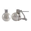 Image 1 : White 12Mm Shell Pearl With 5Mm CZ, Rhodium Plated Post Clip Earrings Dimensions: 17Mm Long X 12Mm W