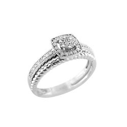 SILVER DIAMOND BRIDAL RING SET - Size 8 (#536D-R2)