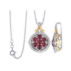 TT SS/YGPLT RUBY / WHITE TOPAZ PENDANT (#10216MUL)