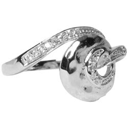 Sterling Silver Donut With CZ Ring Size 5