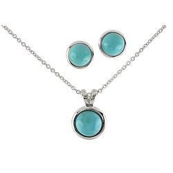 SS TURQUOISE PENDANT / EARRINGS SET (#572TQ)