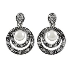 Round Earrings W/Prl Cntr