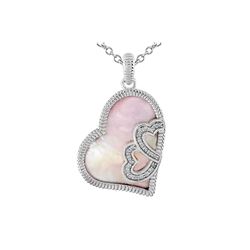 SILVER HS PINK MOTHER-OF-PEARL / DIAMOND PENDANT (#6910MOP-PNK)