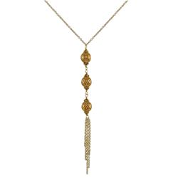 Gold Plated Brass Three 10Mm Balls Tassel Style Necklace, Gold Plated Brass Chain, 16