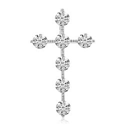 14K White Gold Diamond Cross Pendant With 18" Chain