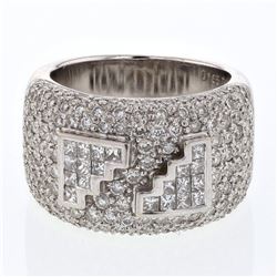 Wide Band Pave/Invisible-Set Diamond Ring In 14K White Gold | 186344