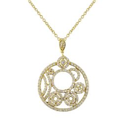 Gold Tone Sterling Silver Pendant. Filigree Circle With CZ- 42M