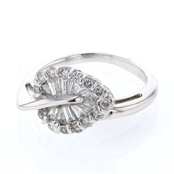 Leaf With Baguette Prong-Set Diamond Ring In 14K White Gold | 286326