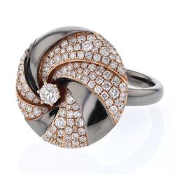 Pave-Set Round Diamond Ring In 14K Two Tone Rose Gold And Black Rhodium | 382773