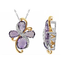 TT STERLING SILVER GOLDPLATED AMETHYST / WHITE TOPAZ PENDANT (#7970MUL)