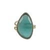 Image 1 : Aqua Cat's Eye Semi Precious Faceted Stone With CZ Border, On Gold Plated Sterling Silver Adjustable