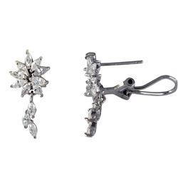 Sterling Silver CZ Post-Clip Earrings