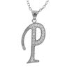 Image 1 : Sterling Silver CZ P Initial - Silver/White