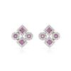 Image 1 : Kite & Round Pink Sapphire/Diamond Earrings In 14K White Gold | 288273