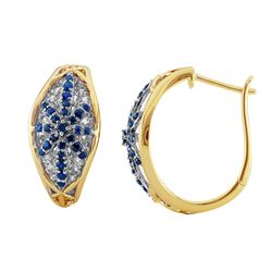 STERLING SILVER GOLDPLATED SAPPHIRE / WHITE SAPPHIRE EARRINGS (#9988MUL)