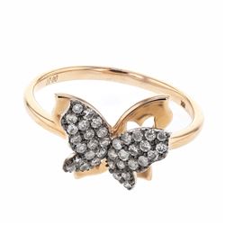 Pave-Set Diamond Butterfly Ring In Rhodium 18K Two Tone Rose Gold | 426928