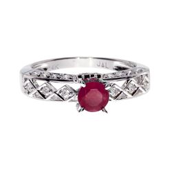 14K White Gold Ruby Solitaire Ring