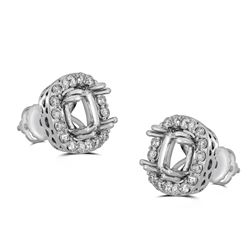 Genuine 0.69CTW Semi-Mount Earring 14K White Gold