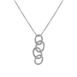 Sterling Silver Interlocking CZ Ovals Pendant- 1.26