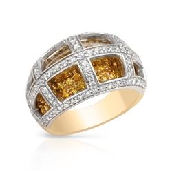 Halfway Diamond Band W/ Yellow Sapphire In 14K Two-Tone Gold | 156211