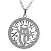 Image 1 : Sterling Silver CZ Shema Israel Echad Jewish Prayer 25Mm Open Circle Pendant- 1.3"