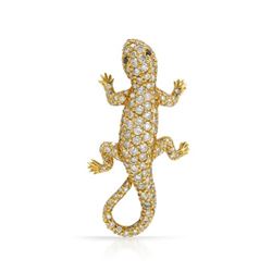 Lizard Round Prong-Set Diamond Brooch In 18K Yellow Gold | 178918