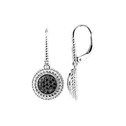 SILVER BLACK DIAMOND LEVERBACK EARRINGS (#6677D-BLK)