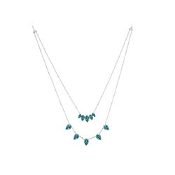 17+2IN SS SWISS BLUE TOPAZ DOUBLE STRANDS NECKLACE - Size 17 (#1217SW)