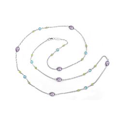 SS AMY / SWISS BLUE TOPAZ / PER / WHITE TOPAZ NECKLACE - Size 36 (#9520MUL)