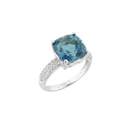 SS LONDON BLUE TOPAZ / WHITE TOPAZ RING - Size 7 (#9533LDNWT)