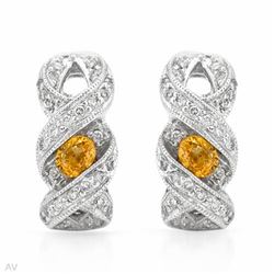 Yellow Sapphire W/Diamonds Earrings In 14K White Gold | 273760