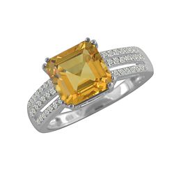 SS CITRINE / DIAMOND RING - Size 7 (#10182C)