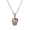 Image 1 : Multi Color Enamel Cat Gold Plated Brass Necklace 17"