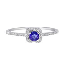 14K White Gold Sapphire And .11 Ct Diamond Ring