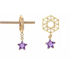 HEXAGON GOLD WHEEL W/ AMETHYST STAR DANGLE (#3PLAINA)