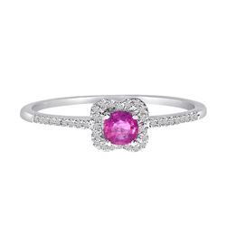 14K White Gold Ruby And .11 Ct Diamond Ring