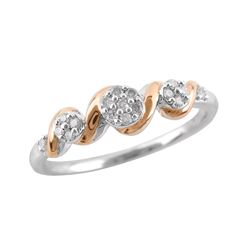 TT STERLING SILVER PINK GOLD PLATED DIAMOND RING - Size 8 (#9804D)