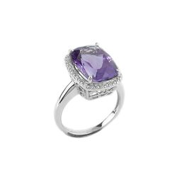 SS AMETHYST / DIAMOND RING - Size 7 (#9178SPA)