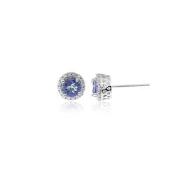 SS TANZANITE / DIAMOND EARRINGS (#9250T)