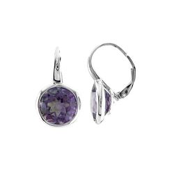 SS 10MM RD AMETHYST LEVERBK EARRINGS (#7346A)